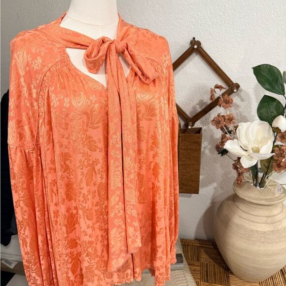 Free People Tops - Free People Orange Floral Blouse